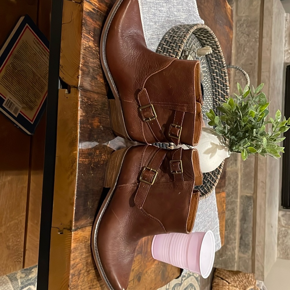 Brown genuine, leather, lucky brand half boots